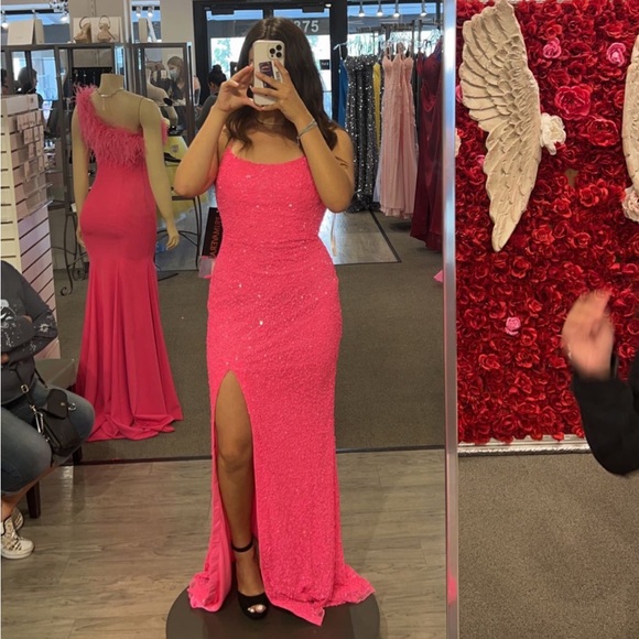 Primavera Couture Dresses Hot Pink Sequin Prom Dress The Dress Is